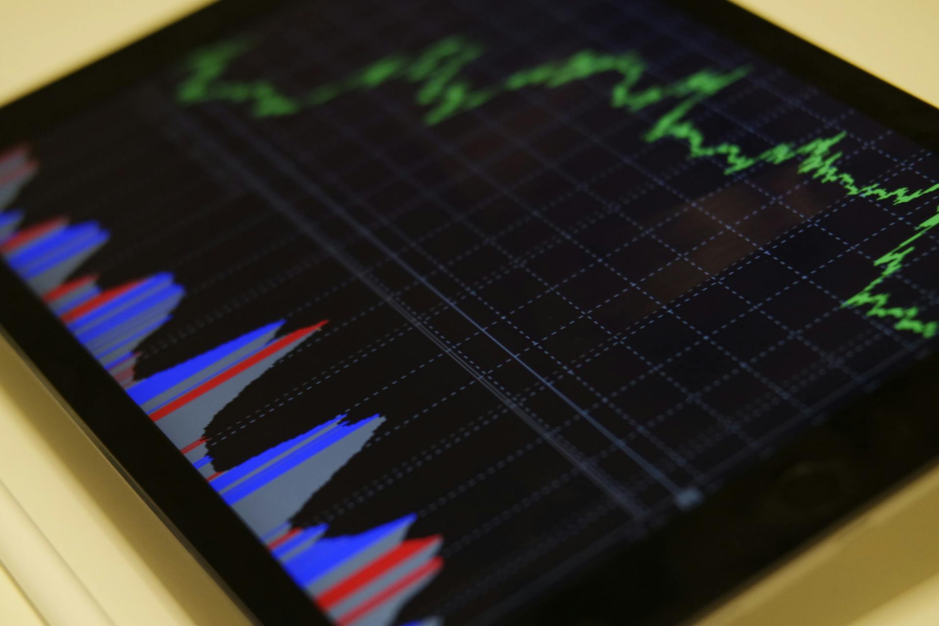 Laptop showing candlestick chart representing Pakistan’s freelance economy growth.