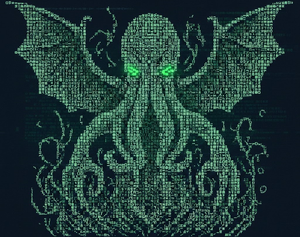 Cthulhu drawn with ascii characters
